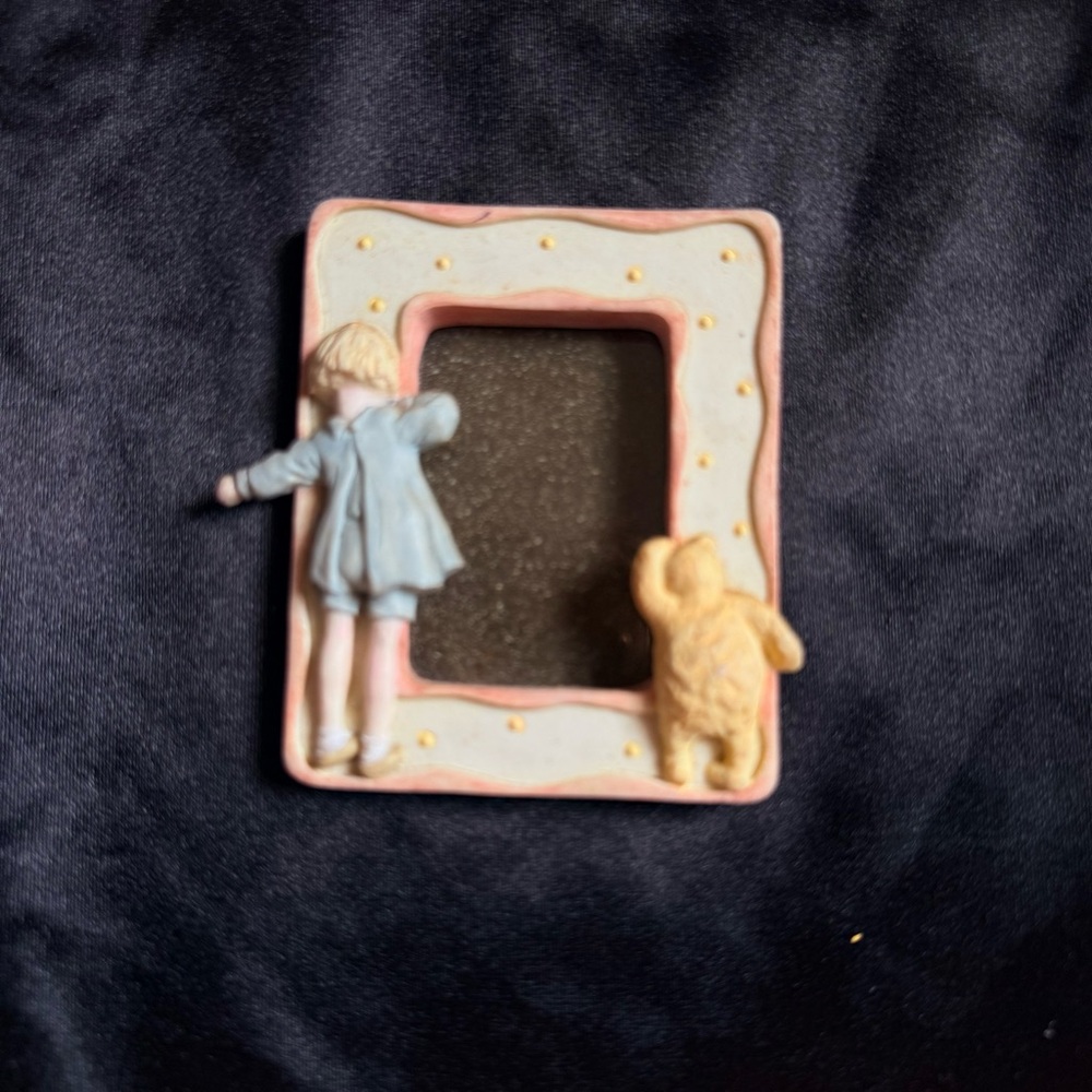 Vintage Russ Baby nursery small Ceramic Picture Frame Ft. A Boy and Yell
